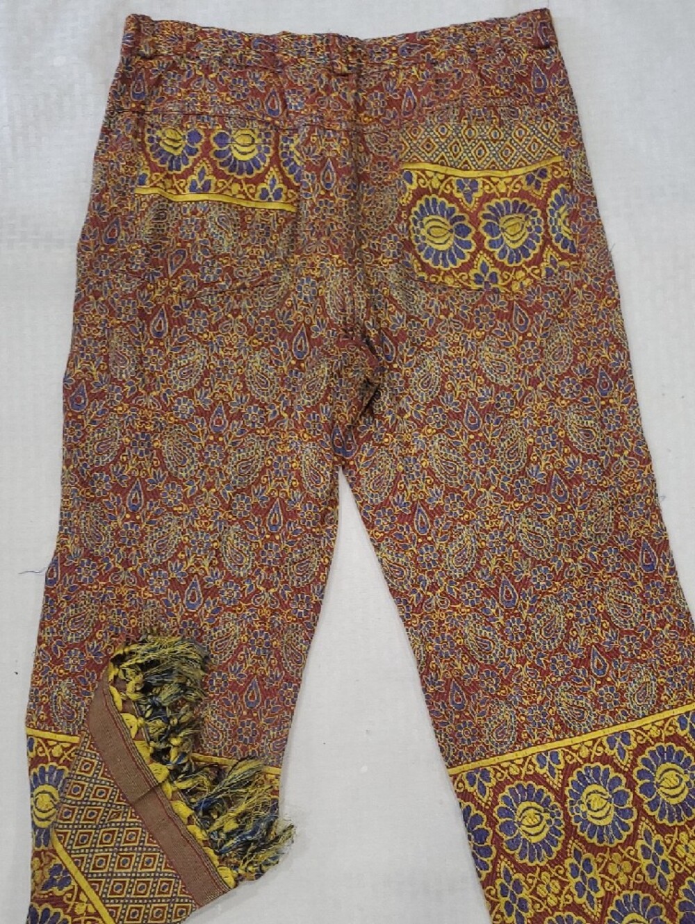 Boho Floral Border Chinos in Yellow & Brown - Picture 12 of 16